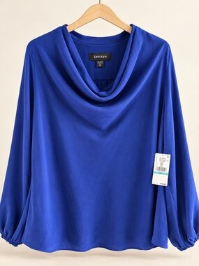 Karen Kane Cowl Neck Long-Sleeve Sweater - Royal Blue